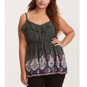 Torrid FLORAL CHALLIS RUFFLE BABYDOLL TOP